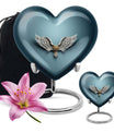 Wings Blue Theme Large Urn With 1 Keepsake Urn