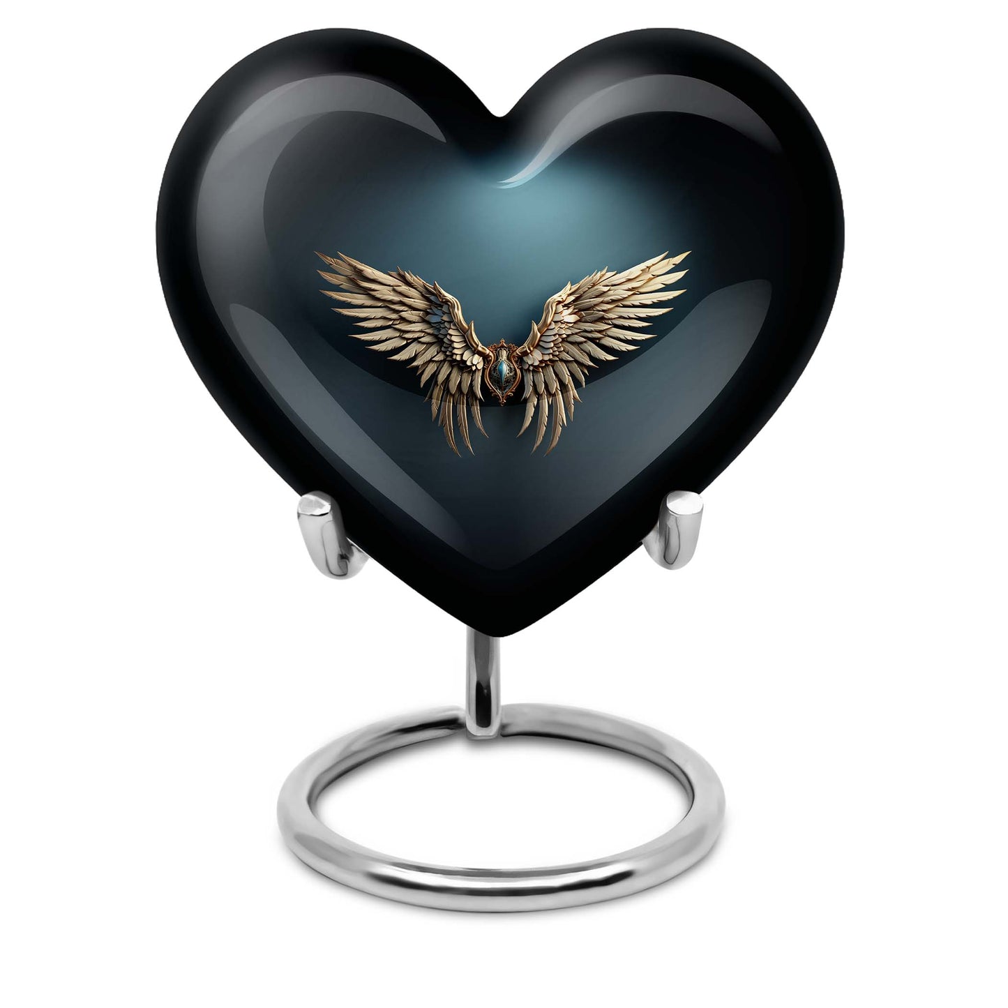 10-inch wings blue heart urn for ashes with butterfly