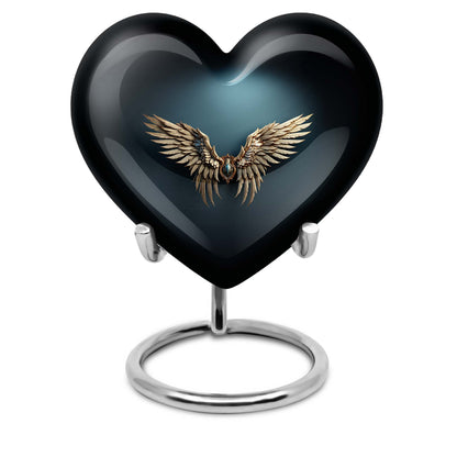 10-inch wings blue heart urn for ashes with butterfly