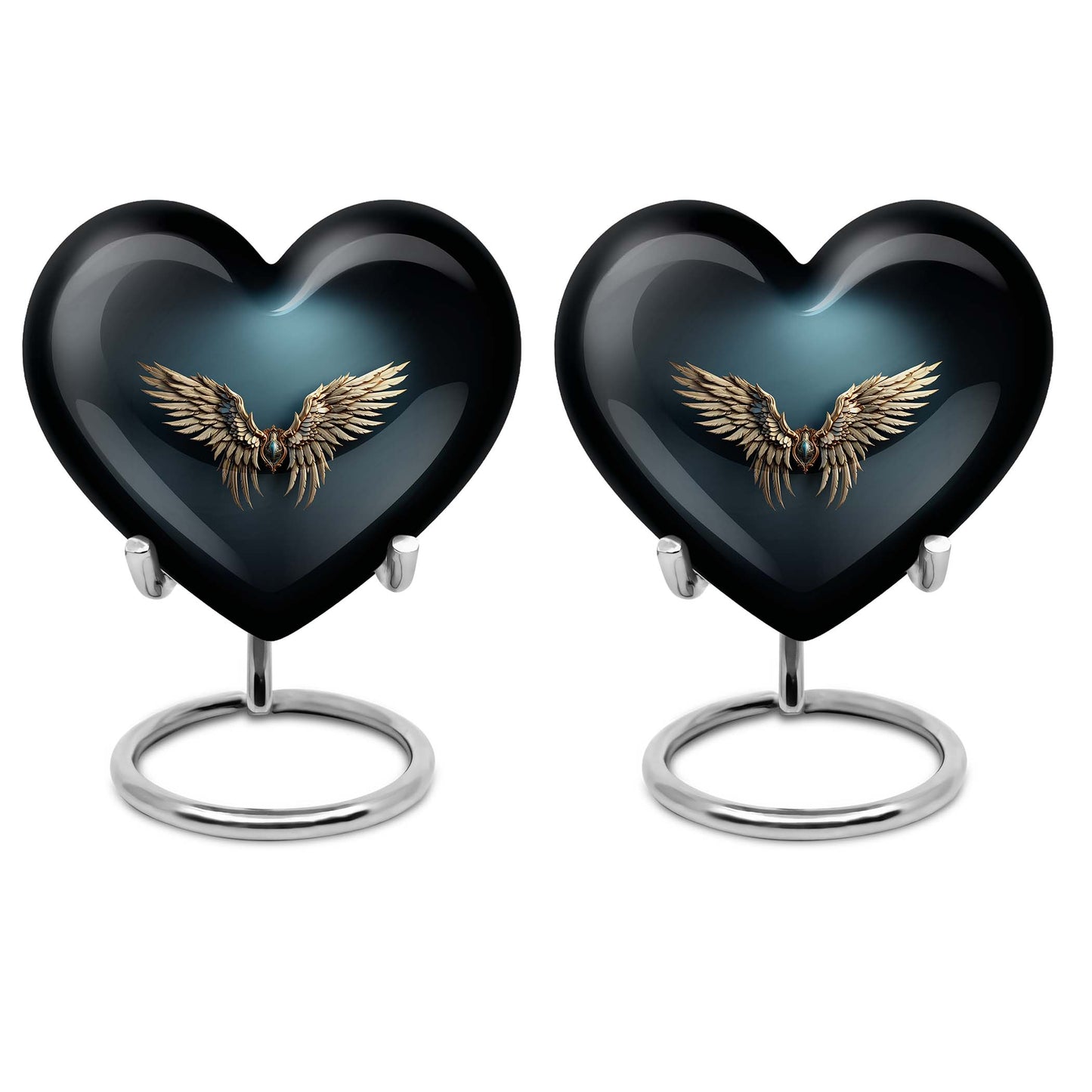10-inch wings blue heart urn for ashes with butterfly