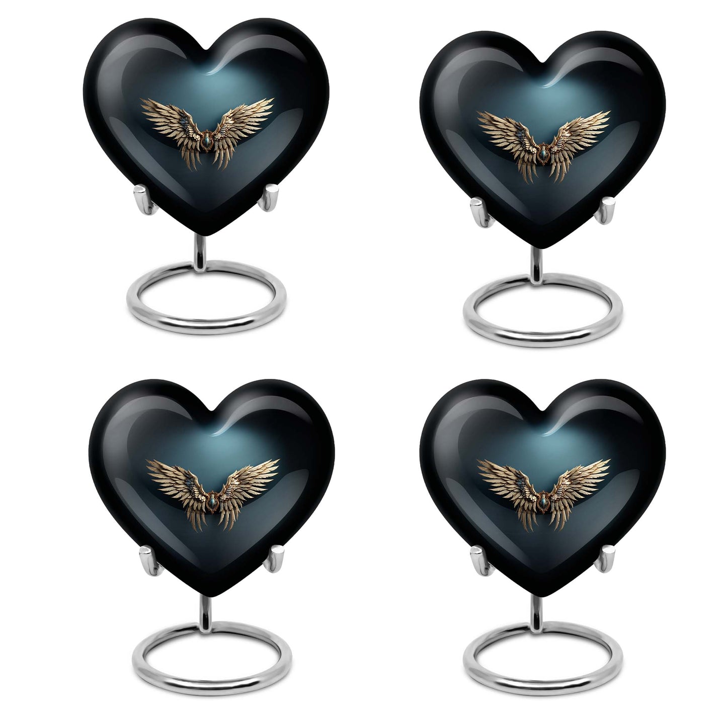 10-inch wings blue heart urn for ashes with butterfly