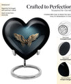 10-inch wings blue heart urn for ashes with butterfly