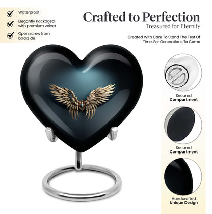 10-inch wings blue heart urn for ashes with butterfly