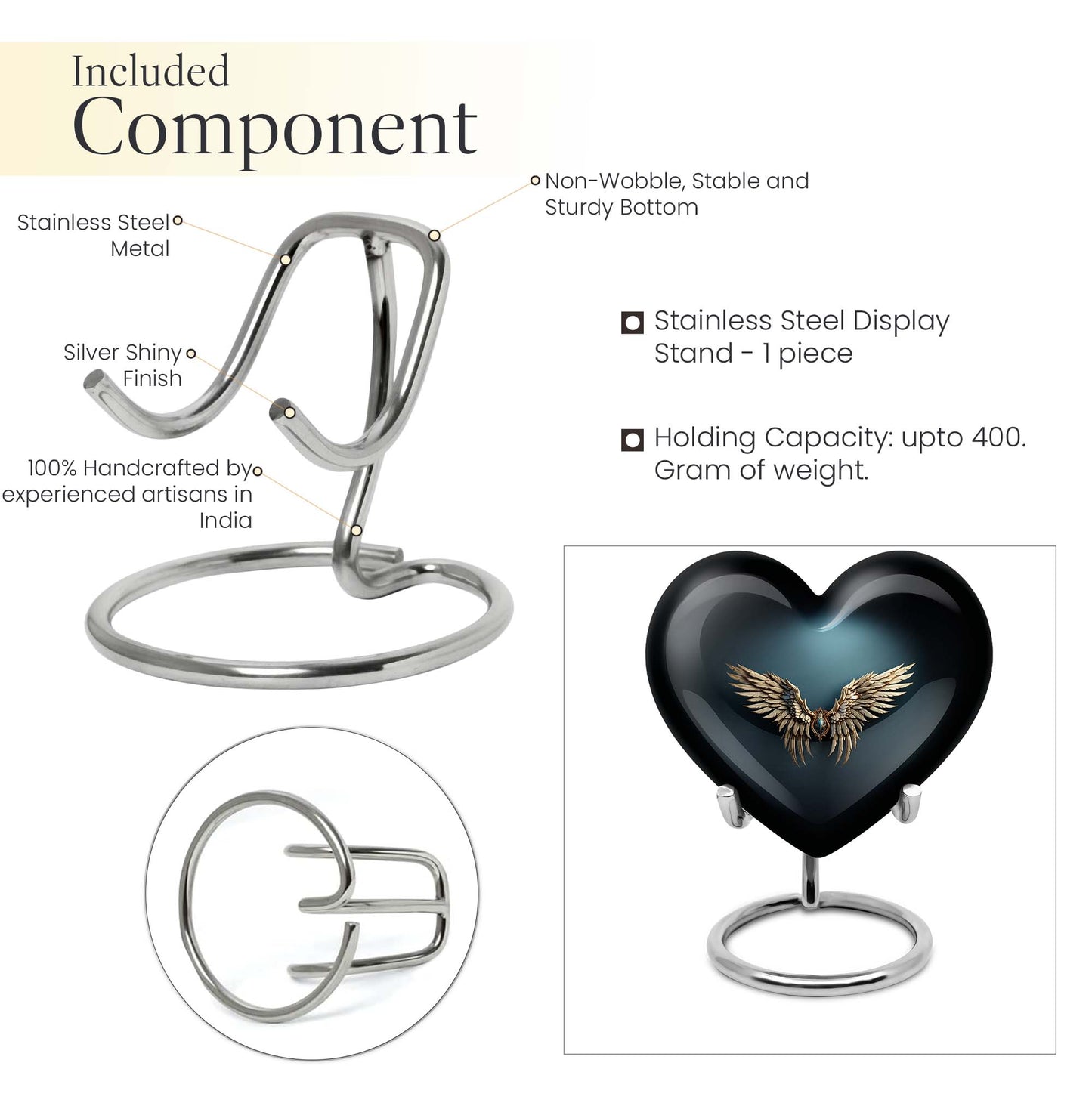 10-inch wings blue heart urn for ashes with butterfly