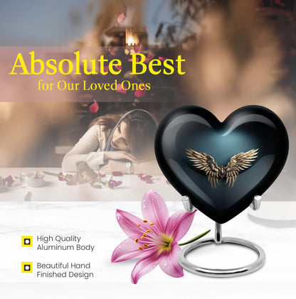 10-inch wings blue heart urn for ashes with butterfly