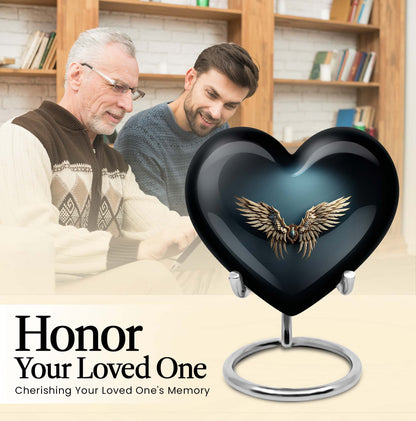10-inch wings blue heart urn for ashes with butterfly