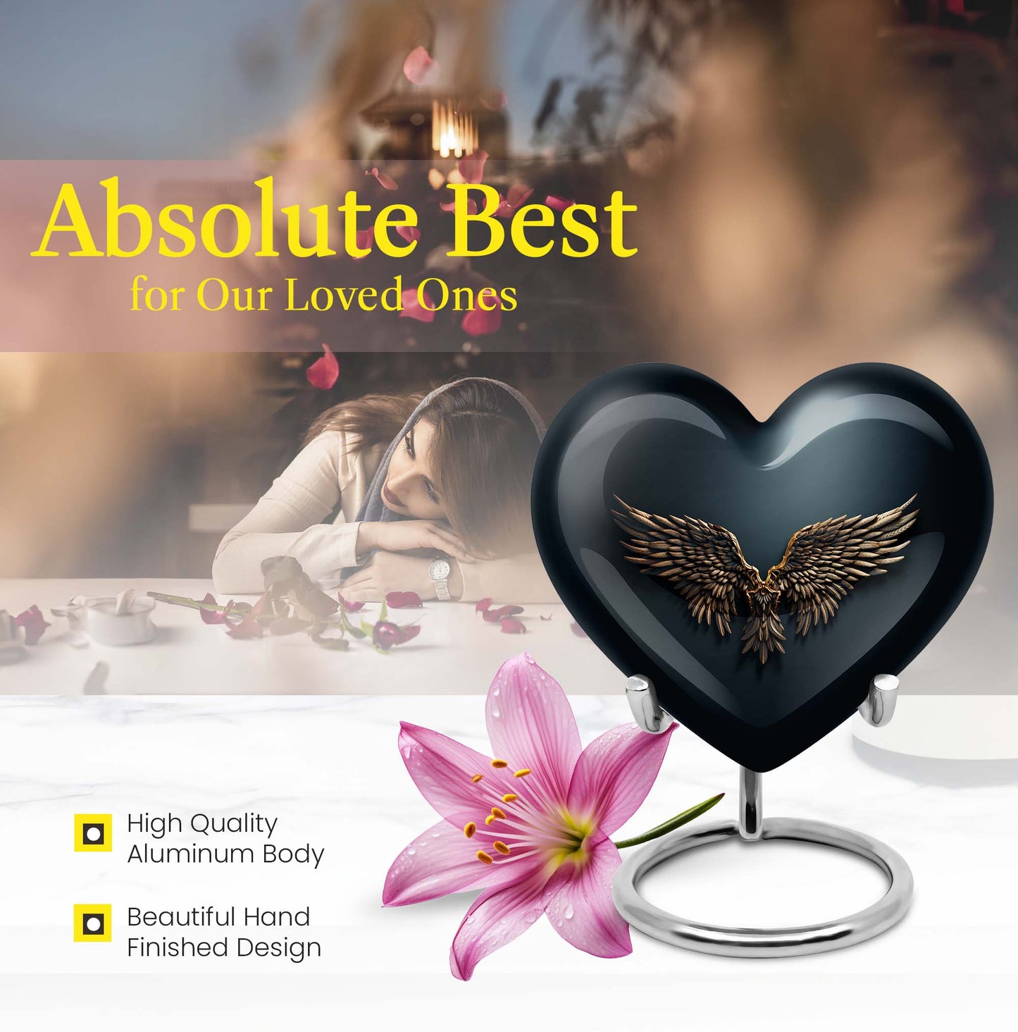 10 inch wings blue memorial urn for mom