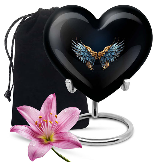Heart-shaped wings blue urn