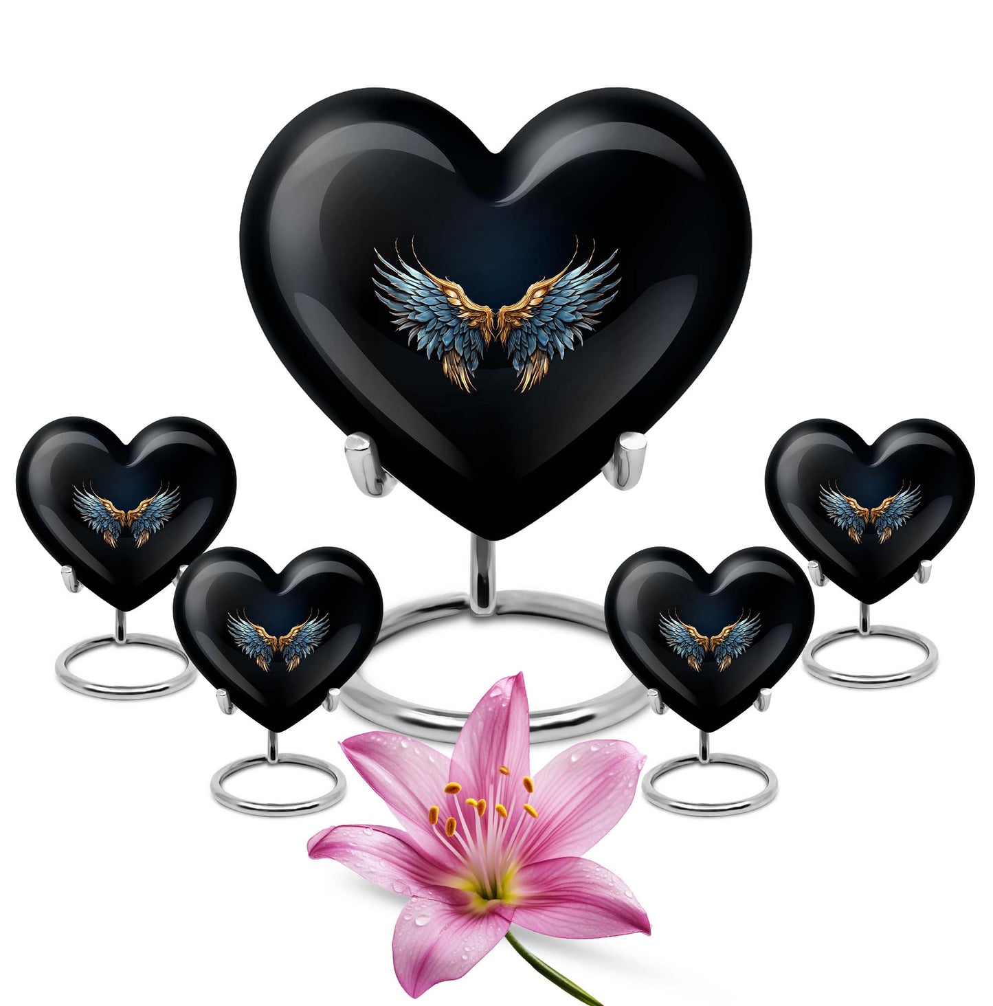 Heart-shaped wings blue urn