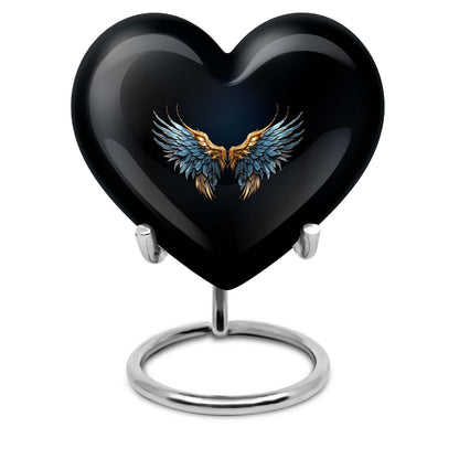 Heart-shaped wings blue urn