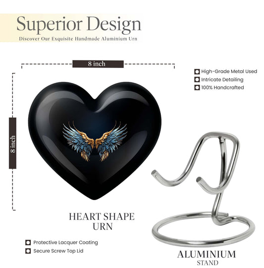Heart-shaped wings blue urn