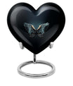 Wings blue heart urn with butterfly theme, designed for adult cremation ashes