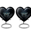 Wings blue heart urn with butterfly theme, designed for adult cremation ashes