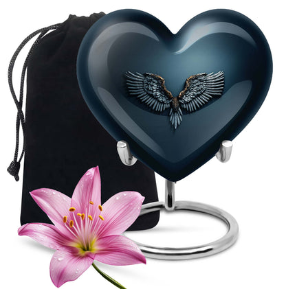 10-inch Wings Blue Heart Urn  mom's ashes.