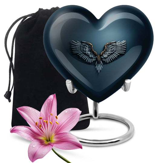 10-inch Wings Blue Heart Urn  mom's ashes.