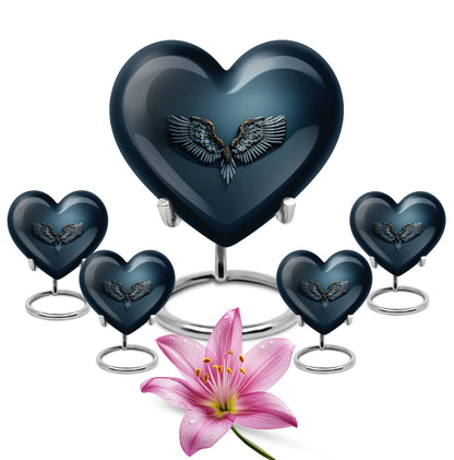 10-inch Wings Blue Heart Urn  mom's ashes.