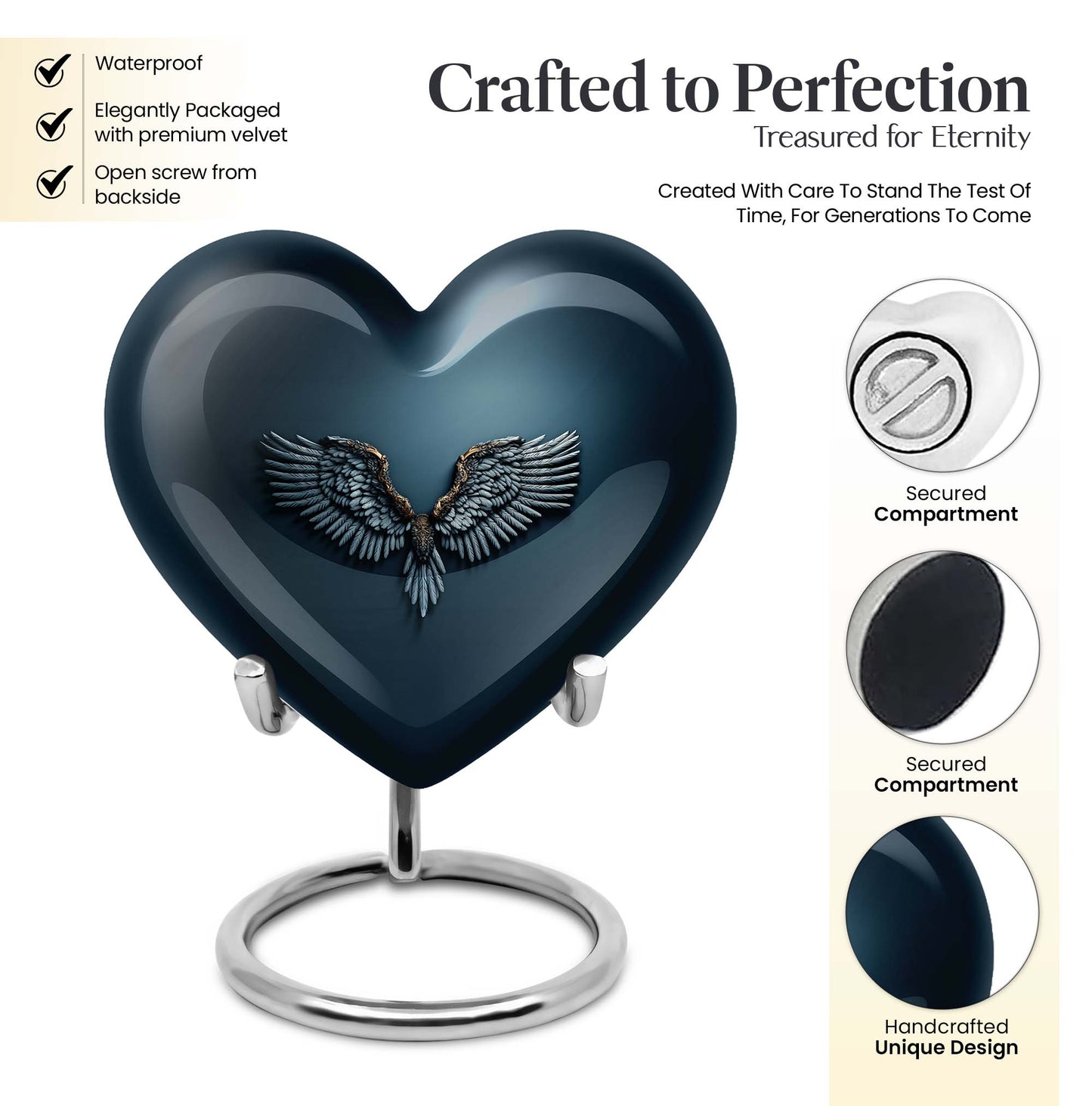 10-inch Wings Blue Heart Urn  mom's ashes.