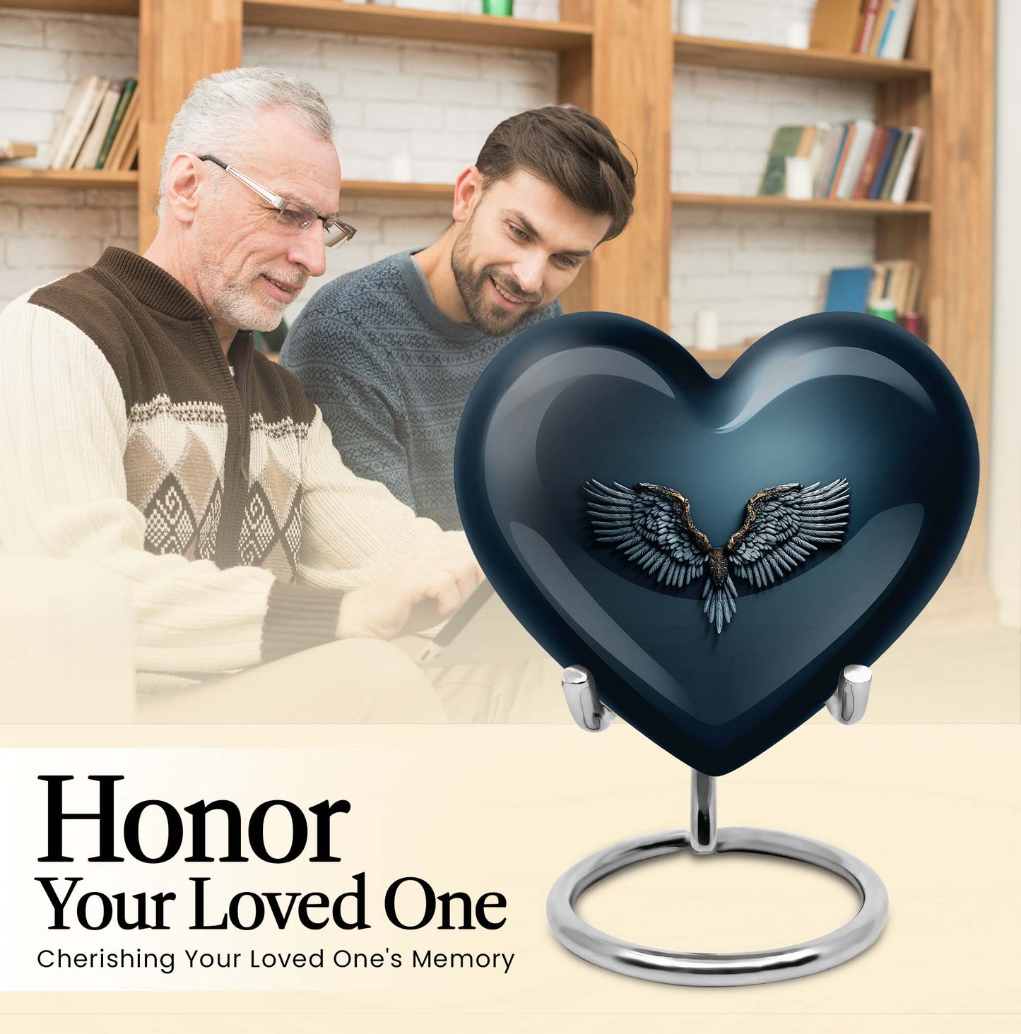 10-inch Wings Blue Heart Urn  mom's ashes.