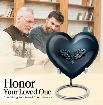 10-inch Wings Blue Heart Urn  mom's ashes.