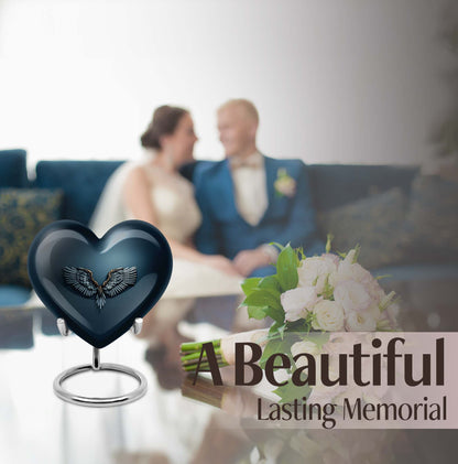 10-inch Wings Blue Heart Urn  mom's ashes.