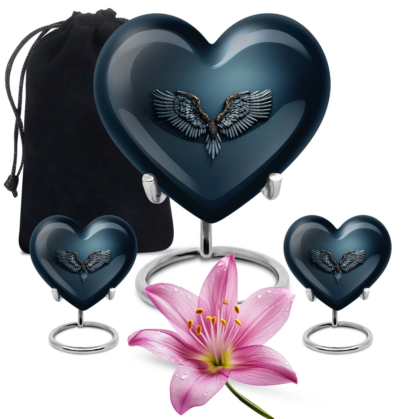 10-inch Wings Blue Heart Urn  mom's ashes.