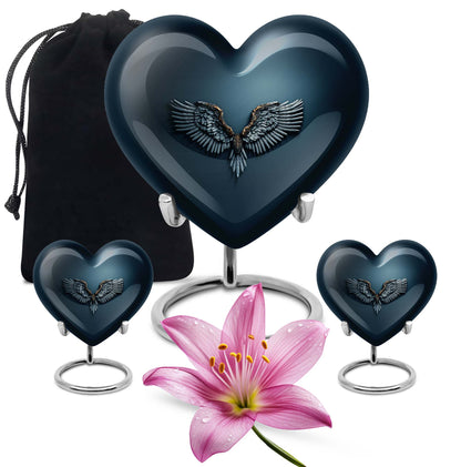 10-inch Wings Blue Heart Urn  mom's ashes.