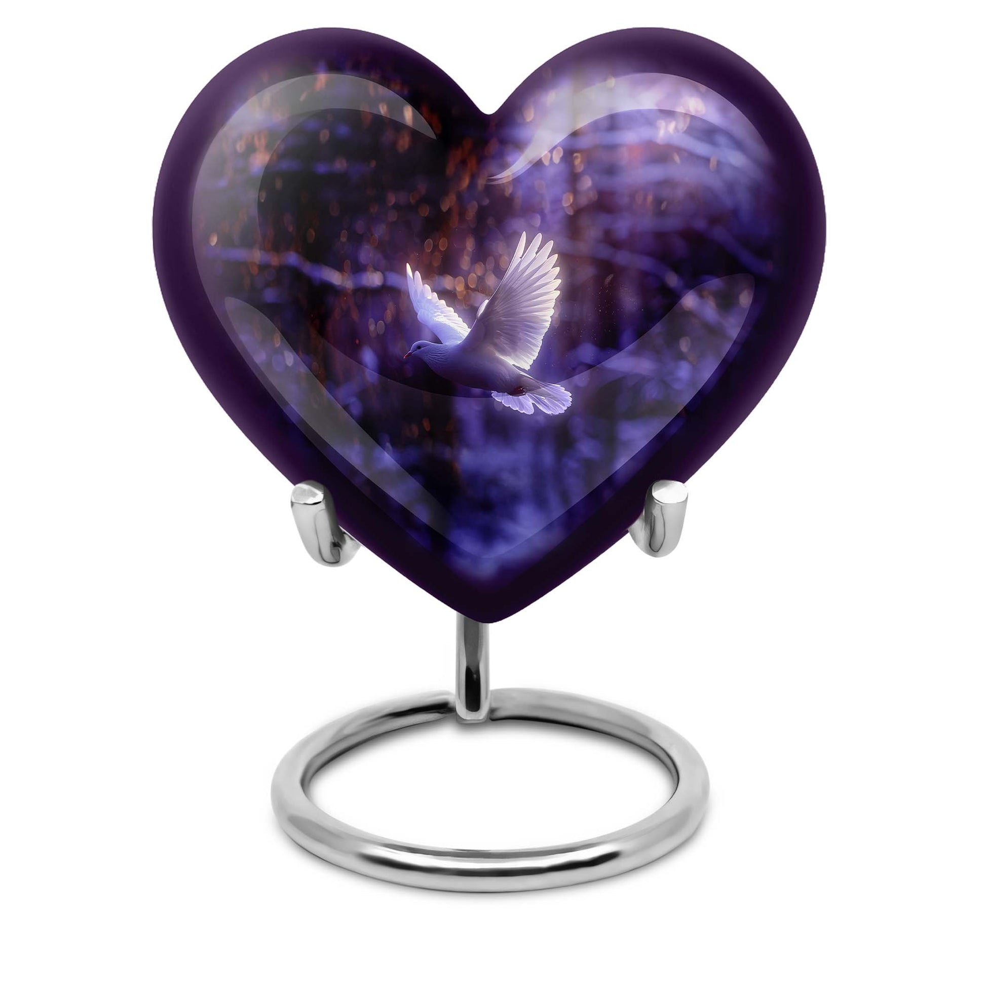 White Dove On Purple Theme 3 Inch Keepsake