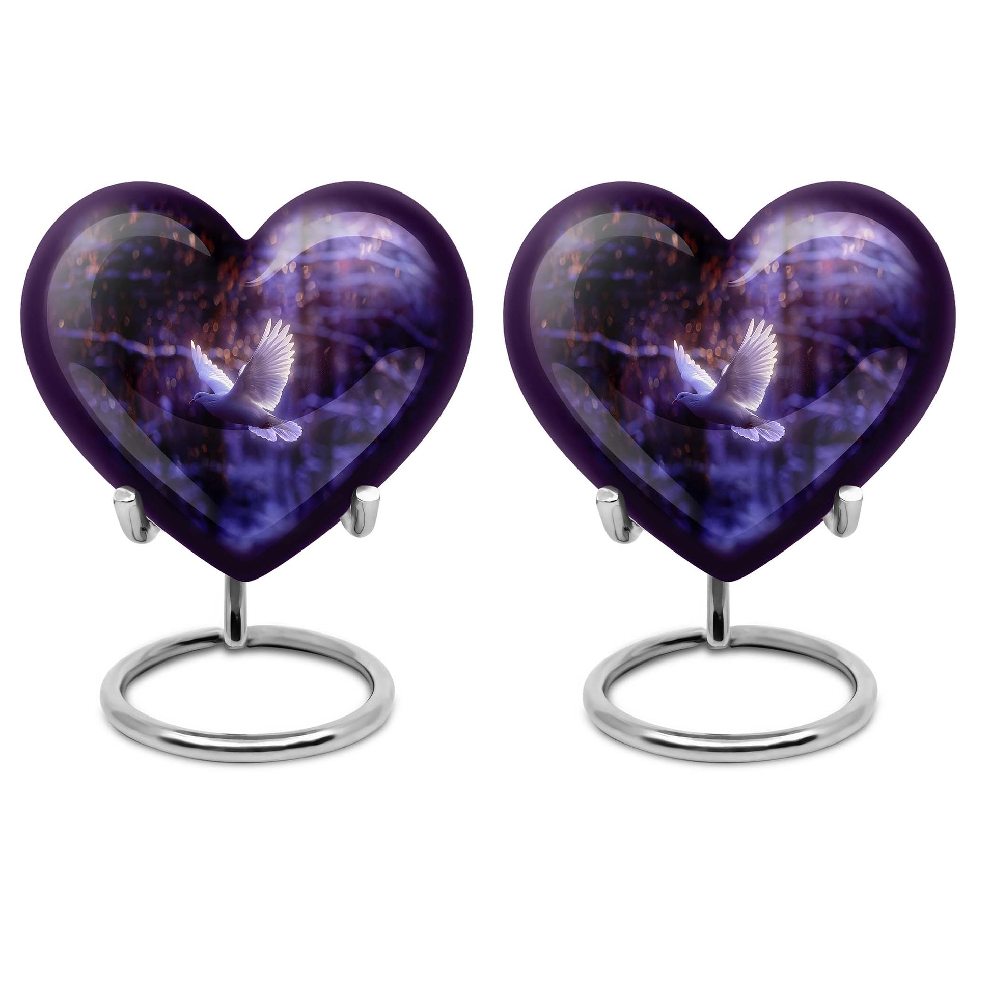 White Dove On Purple Theme 3 Inch Keepsake Pack of 2