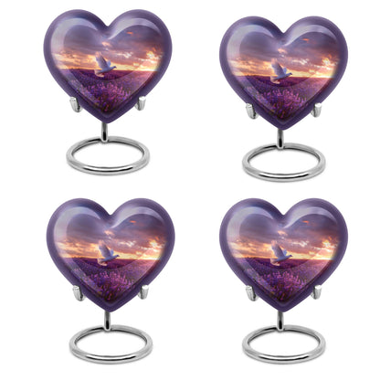 White Dove On Purple Theme 3 Inch Keepsake Pack of 4