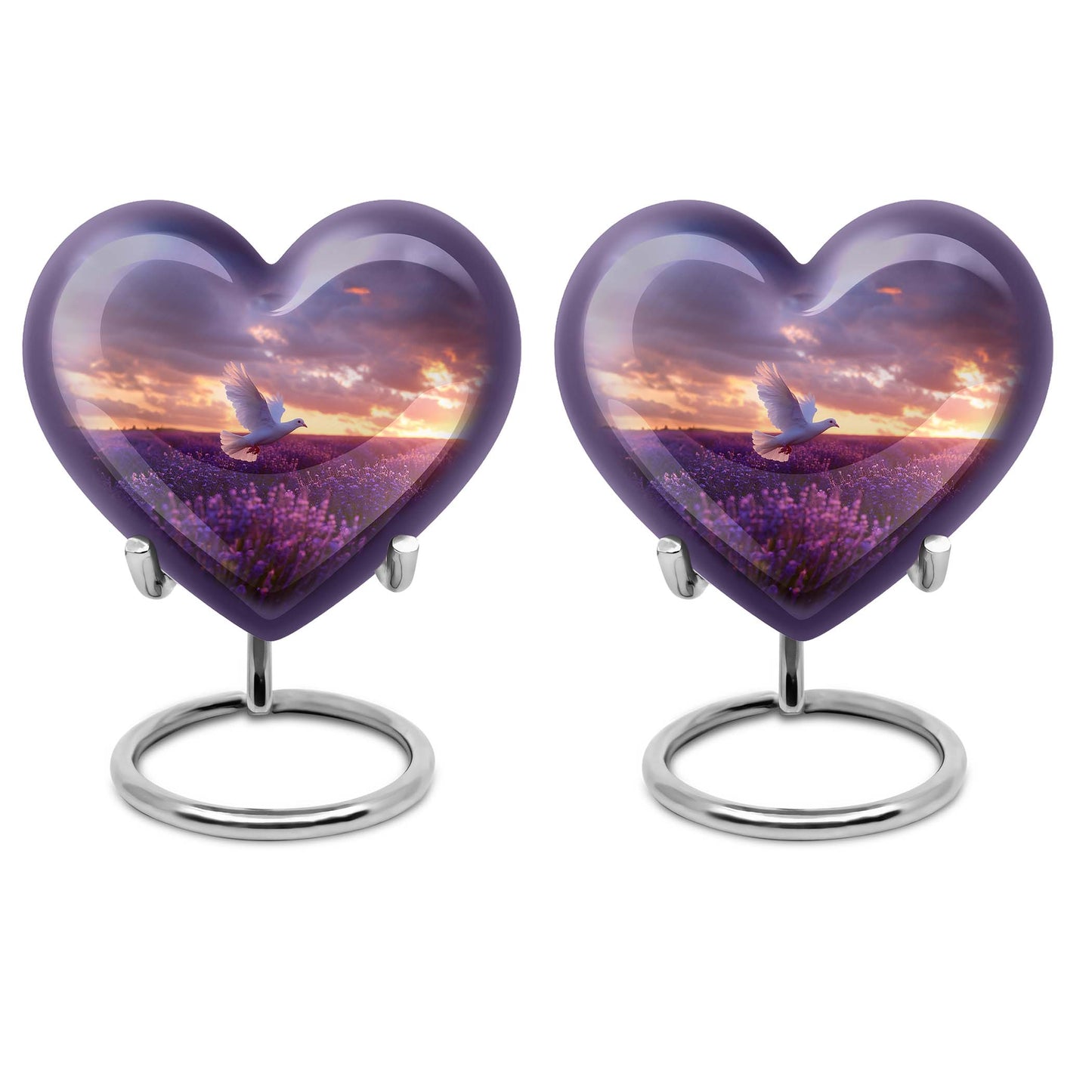 10-inch butterfly-themed heart urn with white dove,
