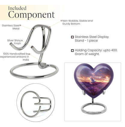 White dove heart-shaped cremation urn