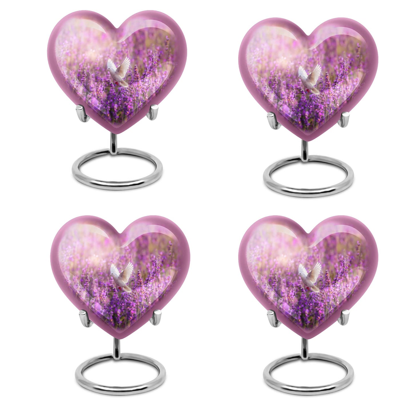 White Dove On Purple Theme 3 Inch Keepsake Pack of 4