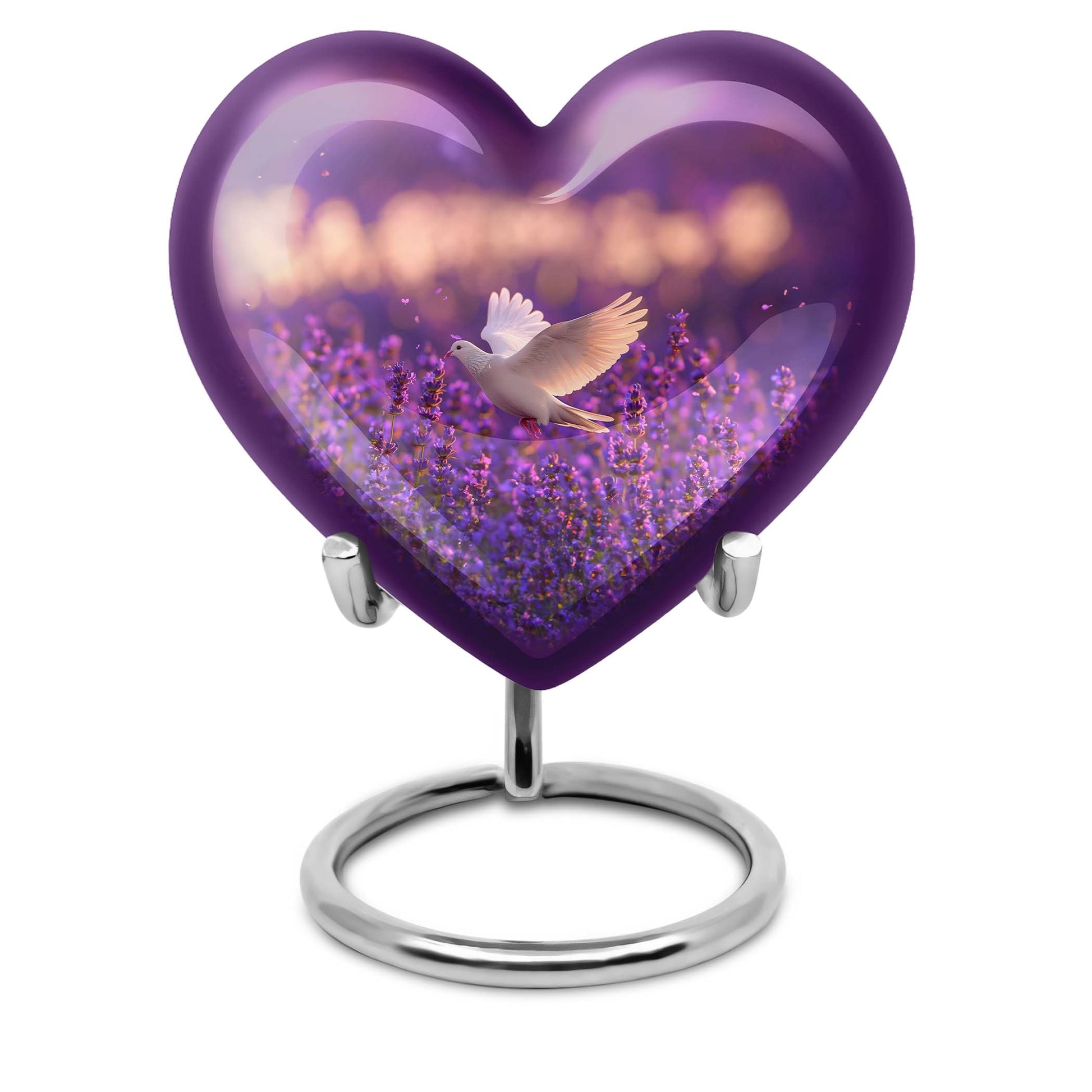 White Dove On Purple Theme 3 Inch Keepsake