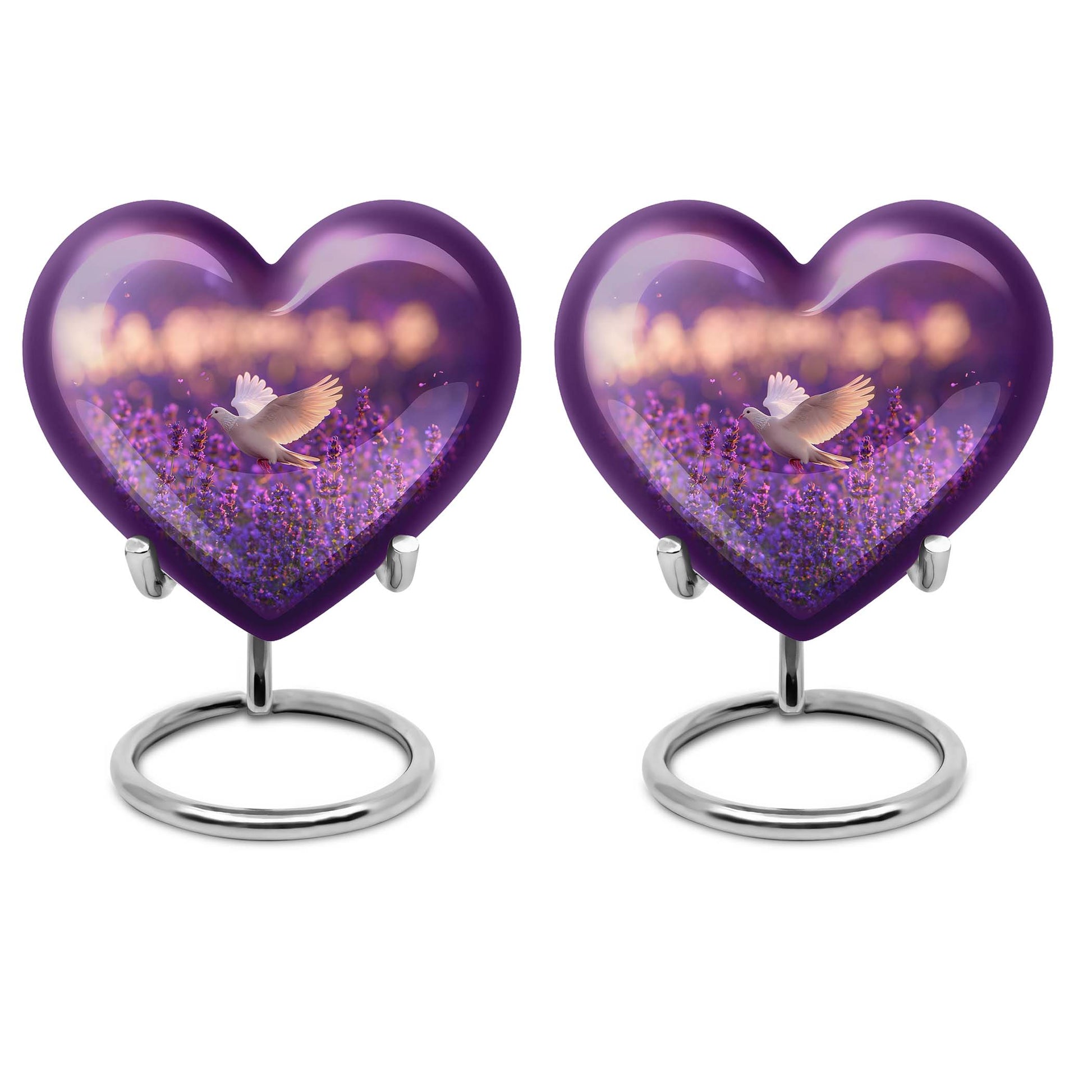 White Dove On Purple Theme 3 Inch Keepsake Pack of 2