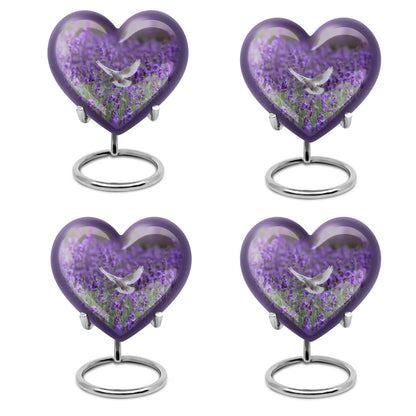White Dove On Purple Theme 3 Inch Keepsake Pack of 4