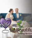 10-inch Large Heart Urn for ashes with white dove and butterfly theme, customizable name engraving