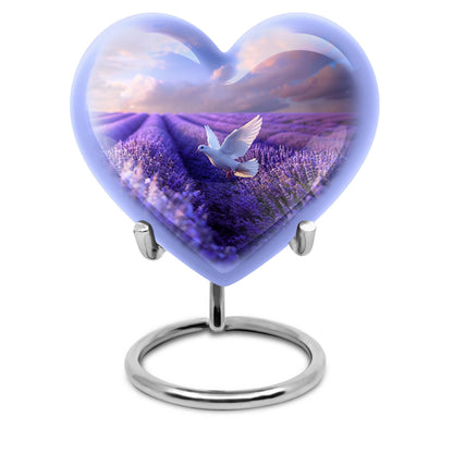 White Dove On Purple Theme 3 Inch Keepsake