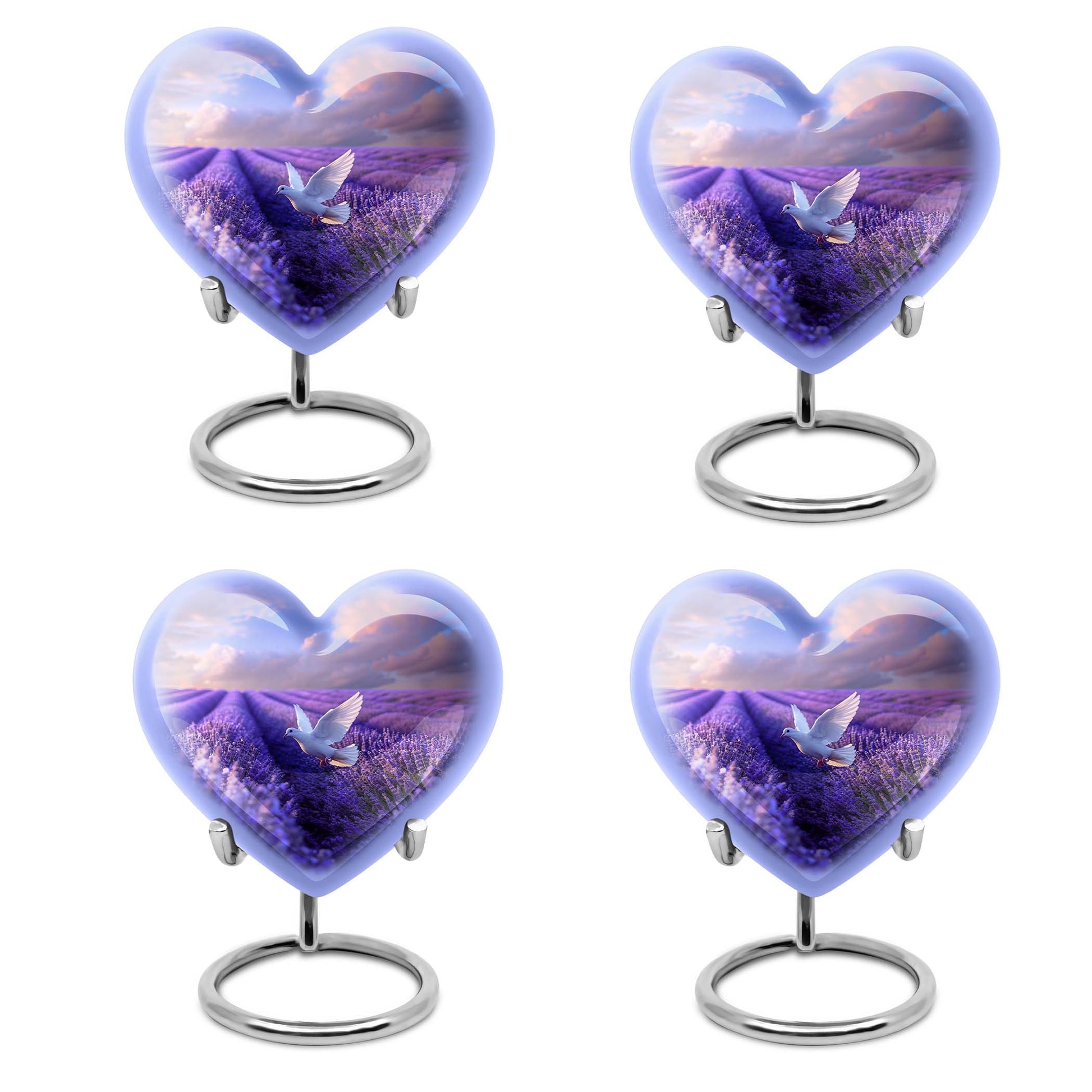 White Dove On Purple Theme 3 Inch Keepsake Pack of 4