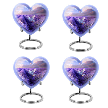 White Dove On Purple Theme 3 Inch Keepsake Pack of 4