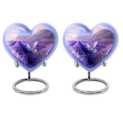 White Dove On Purple Theme 3 Inch Keepsake Pack of 2