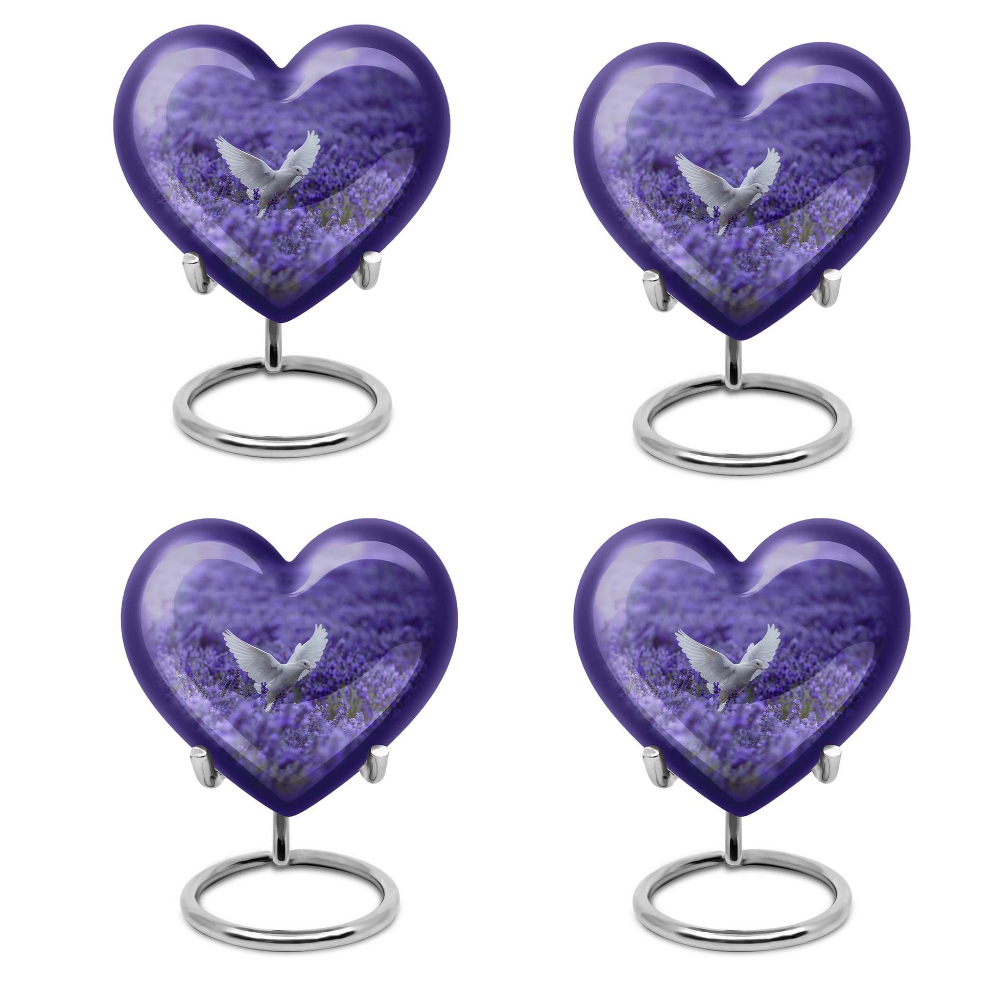 White Dove On Purple Theme 3 Inch Keepsake Pack of 4