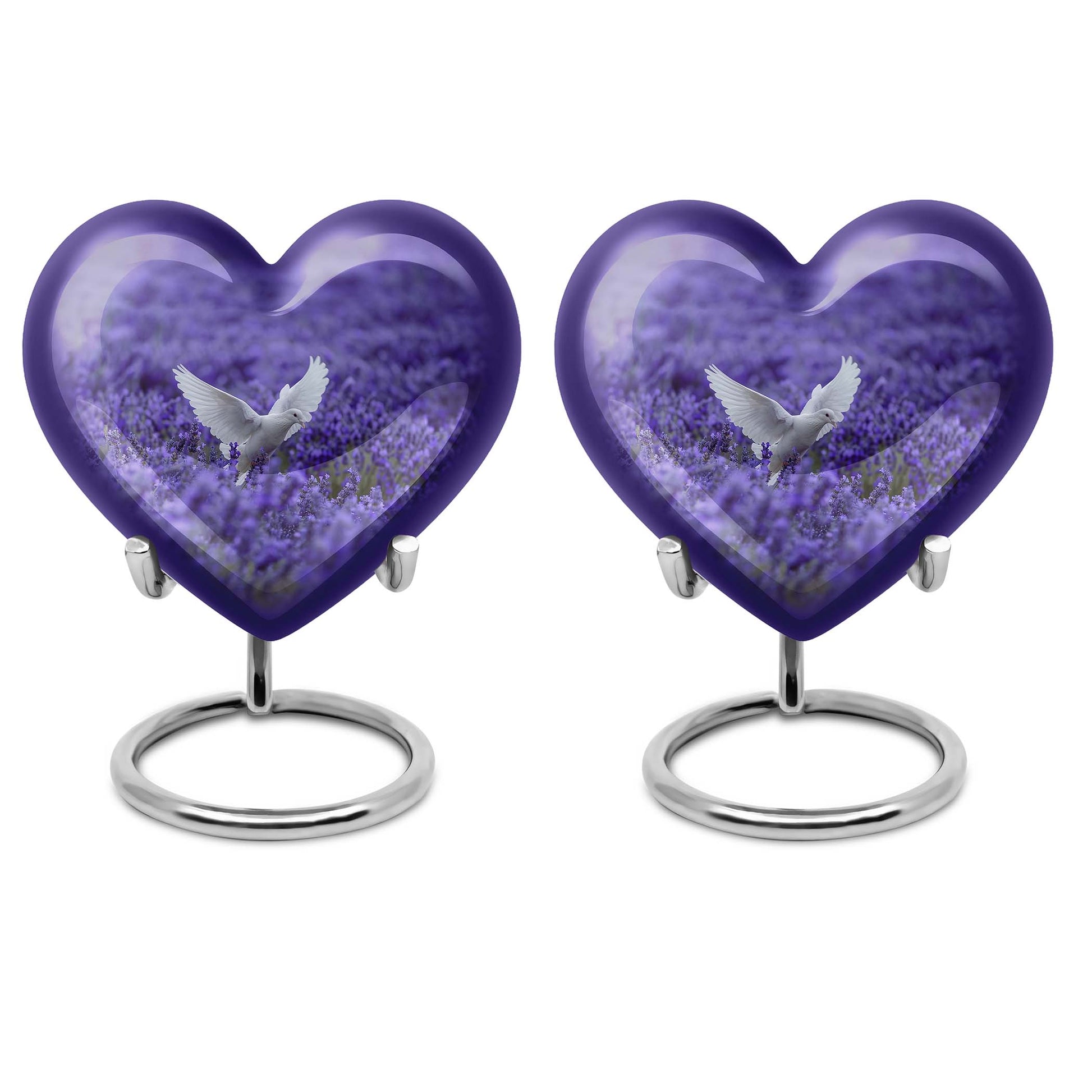 White Dove On Purple Theme 3 Inch Keepsake Pack of 2