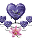 White Dove On Purple Theme Large Urn With 4 Keepsake Urn