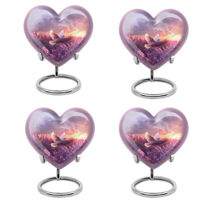 White Dove On Purple Theme 3 Inch Keepsake Pack of 4