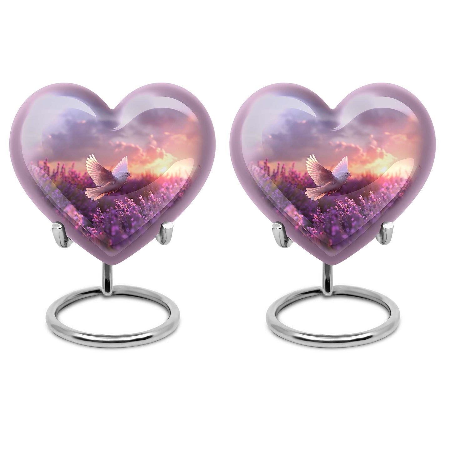 White Dove On Purple Theme 3 Inch Keepsake Pack of 2