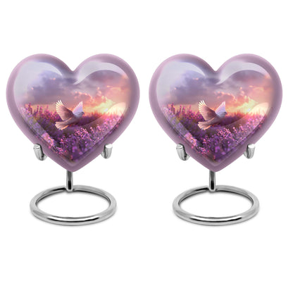White Dove On Purple Theme 3 Inch Keepsake Pack of 2