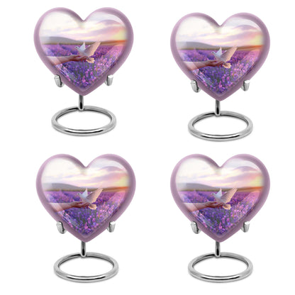 White Dove On Purple Theme 3 Inch Keepsake Pack of 4