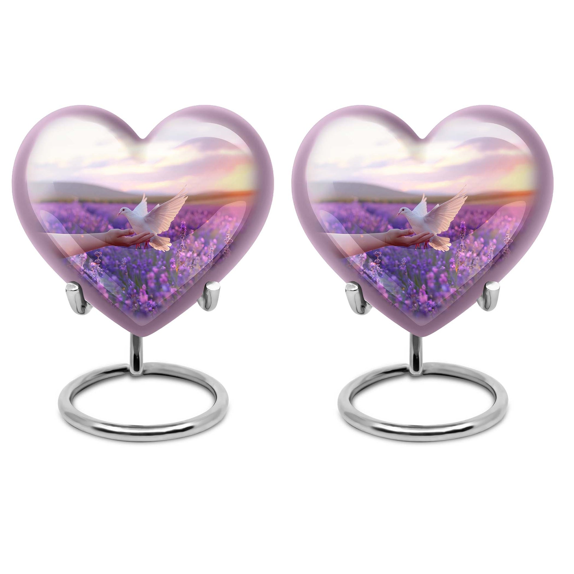 White Dove On Purple Theme 3 Inch Keepsake Pack of 2