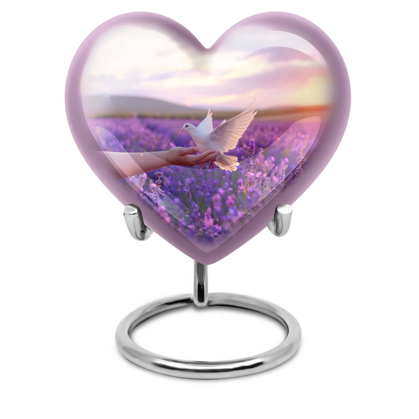10-inch heart-shaped purple urn 