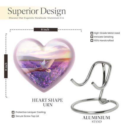 10-inch heart-shaped purple urn 